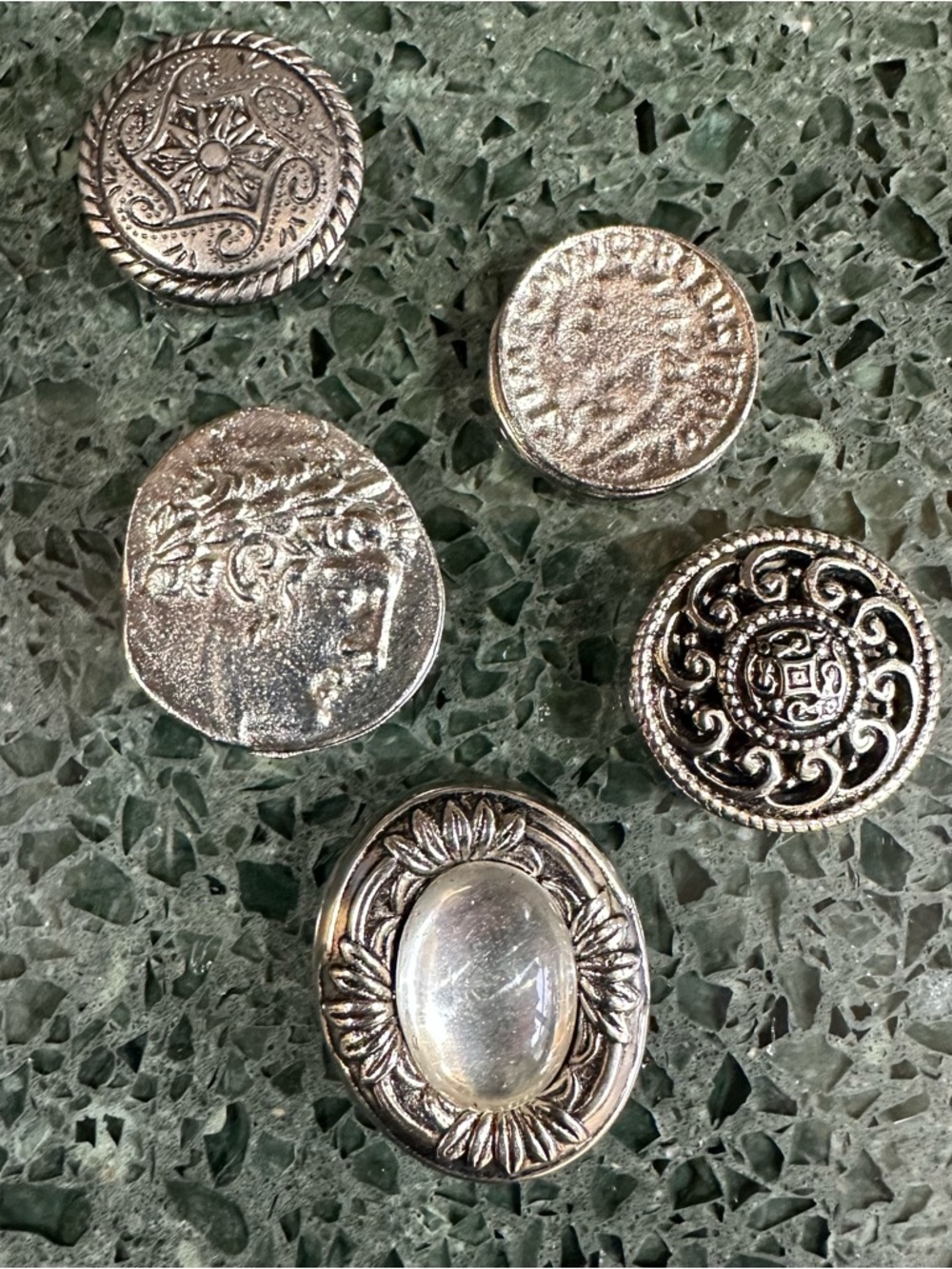 Vintage NONY New York Button Covers Silver-tone various Lot Of 5